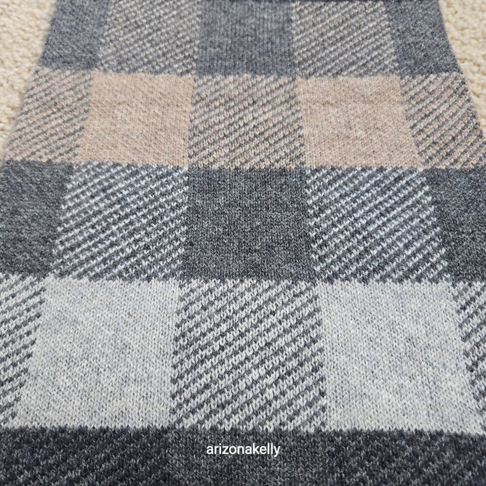 NWT Merino & Cashmere Knit Scarf Grey, Black & Tan Alashan Claudia Nichole - Picture 5 of 12